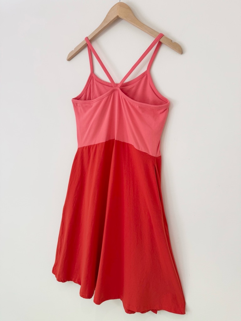 Pact Organic Cotton Fit & Flare Midi Dress - Pink/Red Colorblock, Size L - Picture 7 of 12